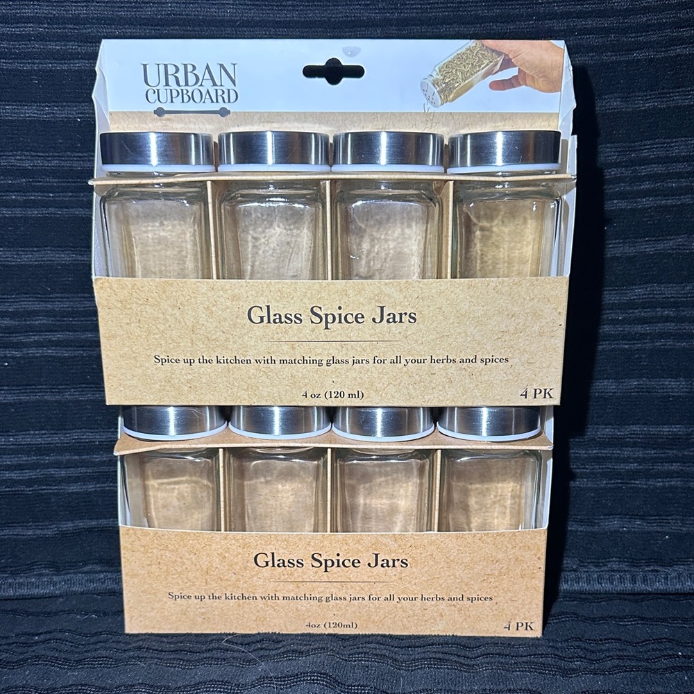 Urban Cupboard Glass Spice Jars~Set of 8~NEW!